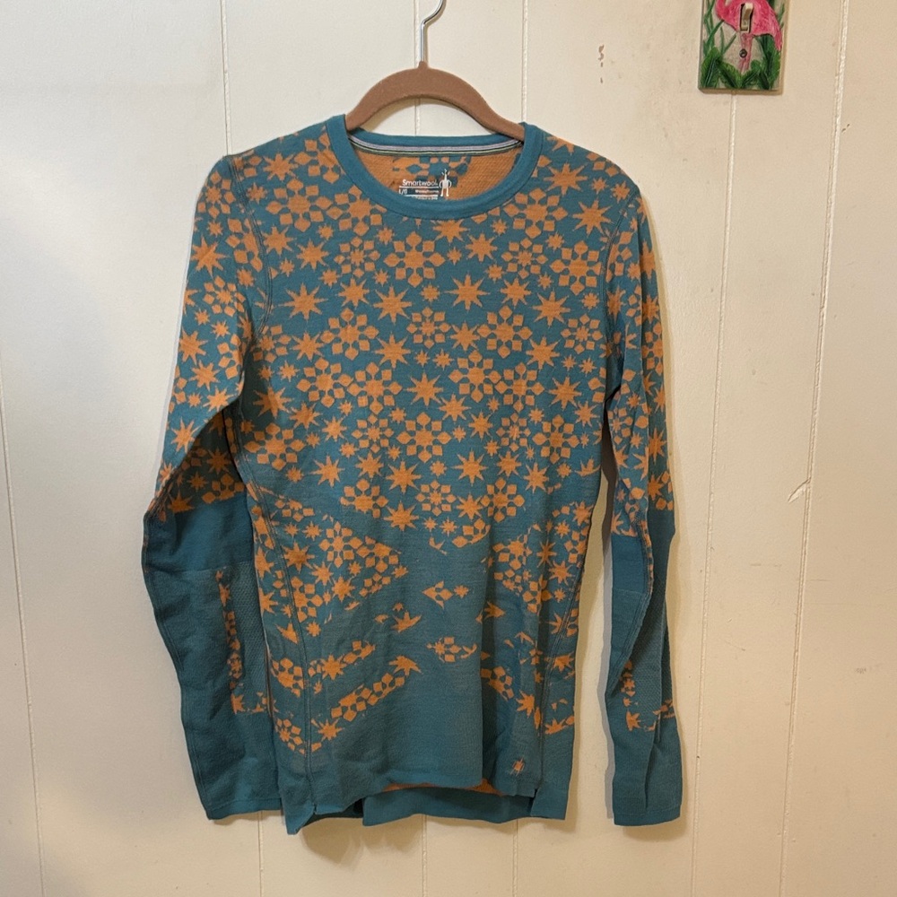 Smartwool Blue and Orange Crew Neck Sweater